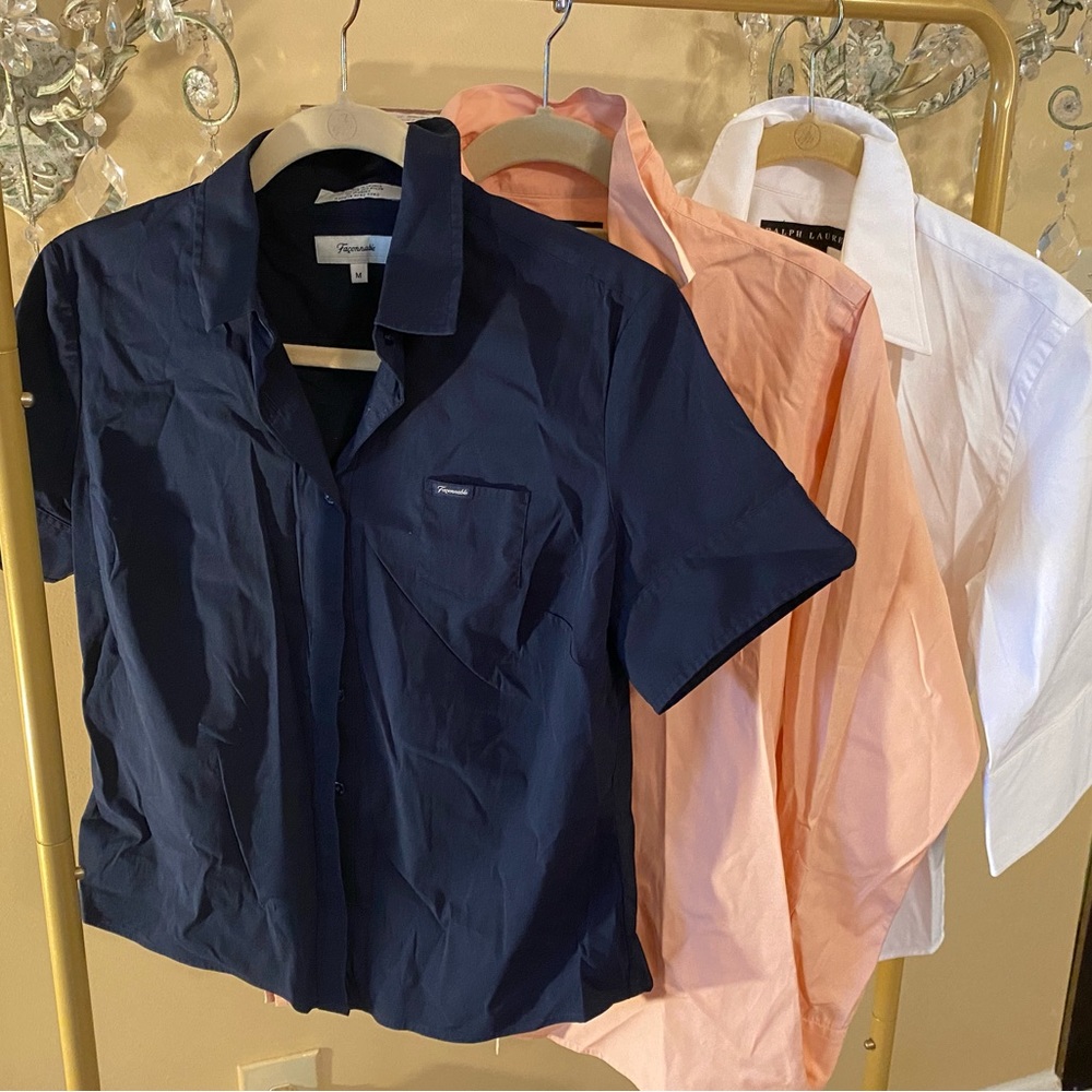 3 Ralph Lauren & Faconnable - Button Down - Wrinkled BUT CLEAN - LOT of 3